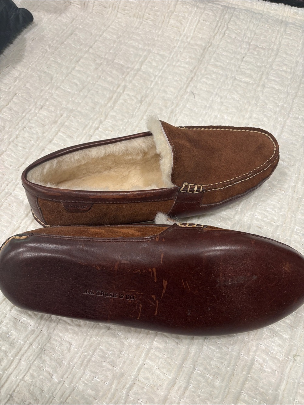 Women’s Chestnut Suede Shearling-Lined Slip-On Slippers